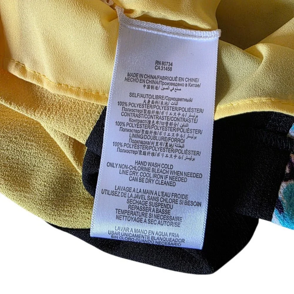 BCBGMAXAZRIA Meyna Yellow Black Floral Sheath Mini Dress NWT Size 0 - Picture 9 of 16